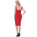 Belle Poque Retro Vintage 1950&#39;s Sleeveless Sweetheart Neckline Hips-Wrapped Red Bodycon Pencil Dress BP000386-1